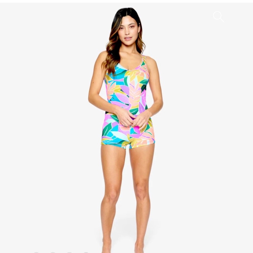 Hurley Tropical Floral Max Isla Surf Swim Suit Shorts One Piece Rash Guard